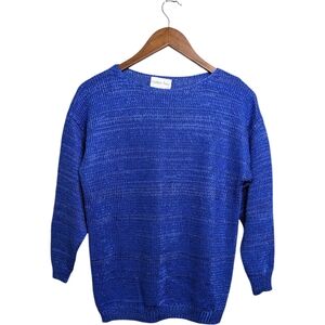 Helen Hsu NY Knit Sweater Top XS Cobalt Blue Minimalist Chic Modern Classic